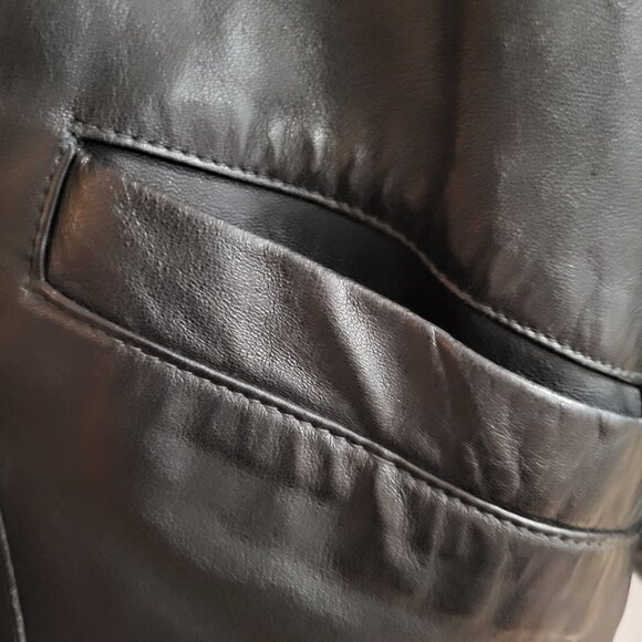 VTG S. Ajita Genuine Leather Oversized Jacket - Medium - Sequined Sleeves - Picture 6 of 12